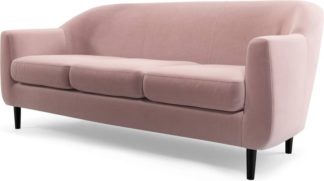 An Image of Custom MADE Tubby 3 Seater Sofa, Heather Pink Velvet with Black Wood Leg
