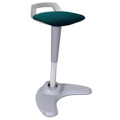 An Image of Spry Fabric Office Stool In Grey Frame And Maringa Teal Seat