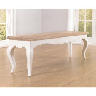 An Image of Marco Wooden Dining Bench In In Acacia And Ivory