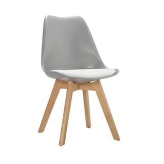 An Image of Sigmon Dining Chair In Matt Grey With White PU Seat