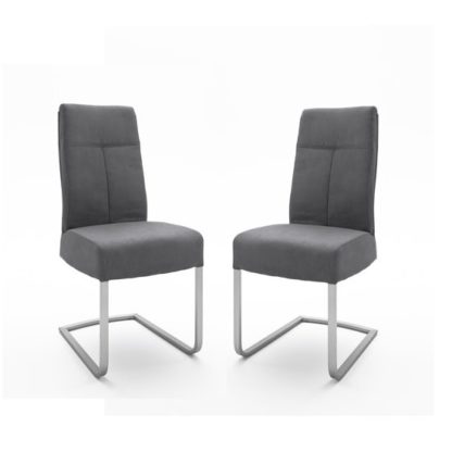 An Image of Ibsen Modern Dining Chair In Leather Look Anthracite In A Pair