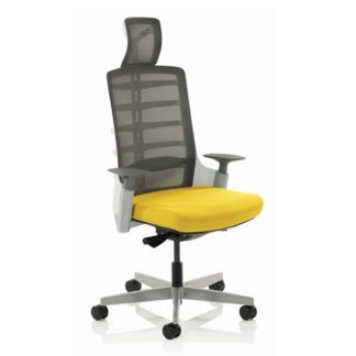 An Image of Exo Charcoal Grey Back Office Chair With Senna Yellow Seat