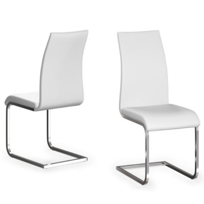 An Image of Paolo White Faux Leather Dining Chair In A Pair