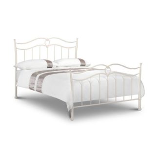 An Image of Karina Metal Single Bed In Stone White Finish
