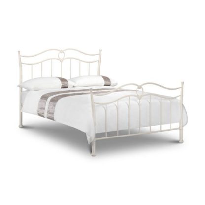 An Image of Karina Metal Single Bed In Stone White Finish