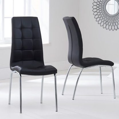 An Image of Grus Black Leather Dining Chairs In Pair
