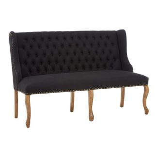 An Image of Elkurud Linen 2 Seater Sofa In Black