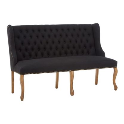 67ee4917a30ee4a0d4c11137dd8a6556665a4e30e38a70c5682d3ec2637415b5.jpg An Image of Elkurud Linen 2 Seater Sofa In Black