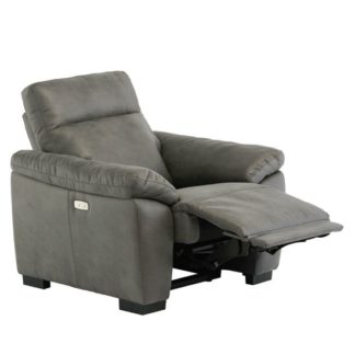 An Image of Farrow Fabric Electric Recliner Armchair In Grey