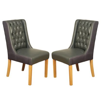 68425957beea03350e5ee64d039194a8e5fd8c9f522786e5a29539cde7cd7c17.jpg An Image of Olivia Grey Leather Dining Chair In Pair