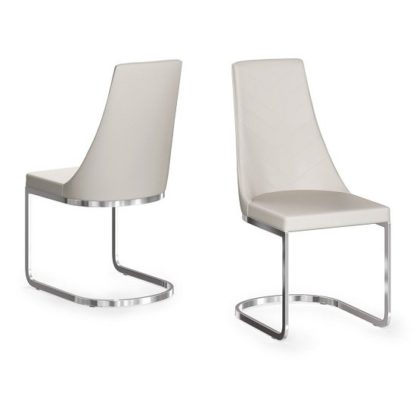 An Image of Ordonez Faux Leather Dining Chair In Cream In A Pair
