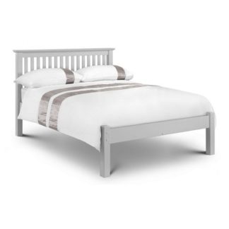 An Image of Velva Wooden Double Size Low Foot Bed In Dove Grey Lacquer