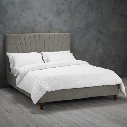 An Image of Lexie King Size Fabric Bed In Silver