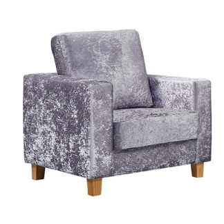 An Image of Wasp Crushed Velvet 1 Seater Sofa In Silver