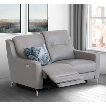 68f8b576257f5e5fe7db889c27f67189fdeb55c861695f4a1394104b60723fb5.jpg An Image of Windsor Faux Leather Electric Recliner 2 Seater Sofa In Grey