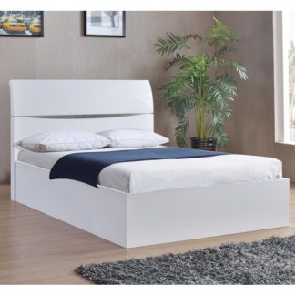 An Image of Arden Wooden Storage King Size Bed In White High Gloss