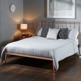 An Image of Saturn Precious Metal King Size Bed In Rose Gold