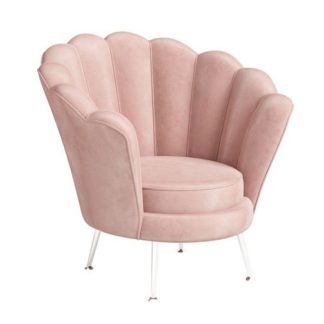 An Image of Erica Velvet Fabric Lounge Chair In Pink
