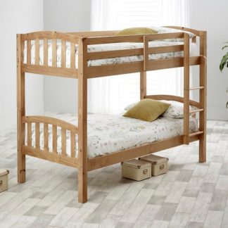 An Image of Rowley Wooden Bunk Bed In Lacquered Pine