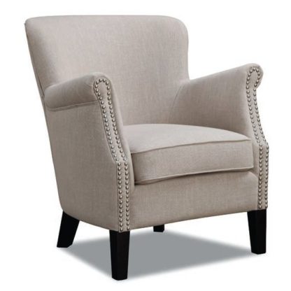 An Image of Aquarii Linen Fabric Lounge Armchair In Beige