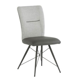 An Image of Amalfi Fabric And Pu Leather Dining Chair In Light Grey