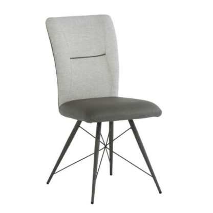 69d5720862ba169adc32dde02186c6aa804275648f7be895288a47e0de010a48.jpg An Image of Amalfi Fabric And Pu Leather Dining Chair In Light Grey