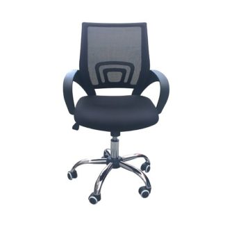 An Image of Regan Home Office Chair In Black With Mesh Back And Chrome Base