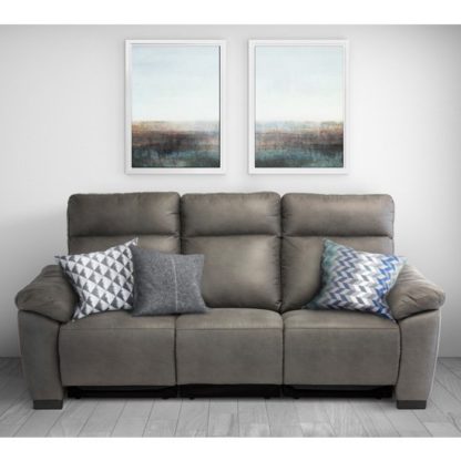 6a6df77cc8f0f5b51df418294b05cf33296dc8eff029ef4555bcf03749ee983d.jpg An Image of Farrow Fabric Electric Recliner 3 Seater Sofa In Grey