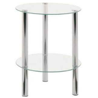 An Image of 2 Tier Clear Glass Table With Chrome Legs