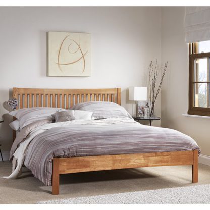 6b34bd3c33d5818cd52d39d30e40214c4543181b7ddd00be48a161b4d5ed6c85.jpg An Image of Mya Hevea Wooden Super King Size Bed In Honey Oak