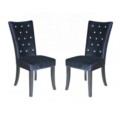 An Image of Belfast Dining Chair In Crushed Black Velvet in A Pair