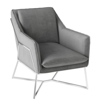6b60a3ab6bdcc7e52b3bdba5653e23dcdbeaa5caa7130139838389c3f6c30e87.jpg An Image of Lara Velvet Fabric Lounge Chair In Silver Grey