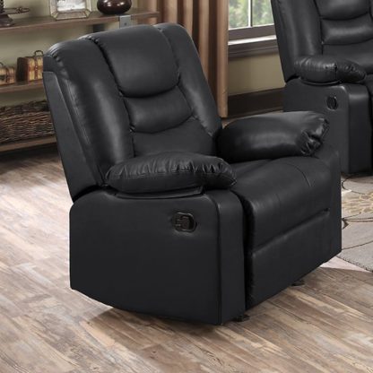 6b7184d3c20268e9c20e09366694f28497787dd39ddea49edd3e3583c162aa02.jpg An Image of Gruis LeatherGel And PU Recliner 1 Seater Sofa In Black