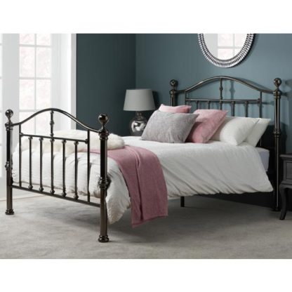 An Image of Victoria Steel King Size Bed In Black Nickel