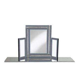 An Image of Elena Dressing Table Mirror In Silver With Smoke Crystals