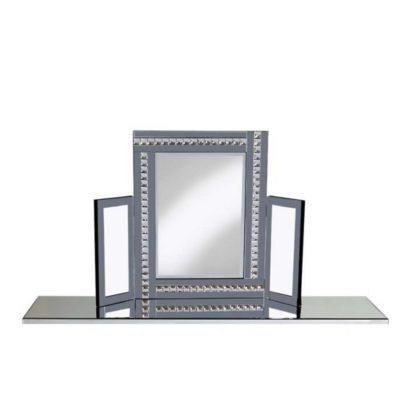 6bd2e82c6f6bc97043904f23cf6d71270dd61ff7c91880ba14af330ab0bec1fd.jpg An Image of Elena Dressing Table Mirror In Silver With Smoke Crystals