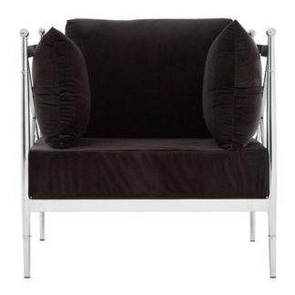 An Image of Kurhah Bedroom Chair In Black With Silver Lattice Arms