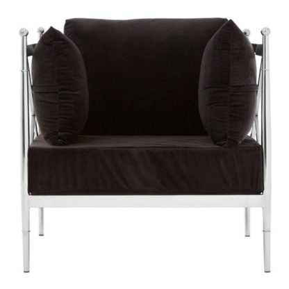 6c1e6d95fa54ee8070a6d9752d81ddeeb0d2f3bd06f71fe90c43d9b2e8bce70a.jpg An Image of Kurhah Bedroom Chair In Black With Silver Lattice Arms