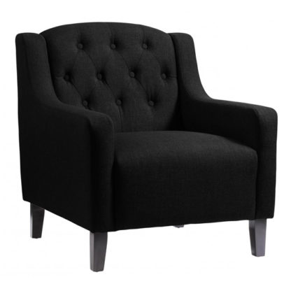 An Image of Pemberley Fabric Upholstered Arm Chair In Black
