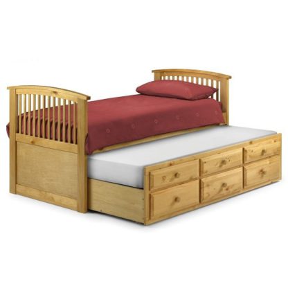 An Image of Uplander Wooden Single Bed In Antique Pine Lacquered