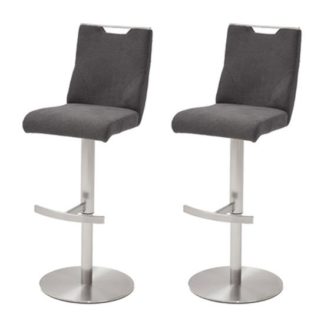 An Image of Jiulia Anthracite Fabric Bar Stool In Pair With Steel Base