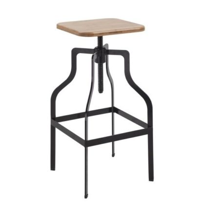 An Image of Andora Bar Stool In Black With Wooden Seat