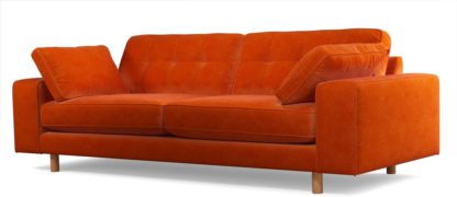 An Image of Content by Terence Conran Tobias, 3 Seater Sofa, Plush Paprika Velvet, Light Wood Leg