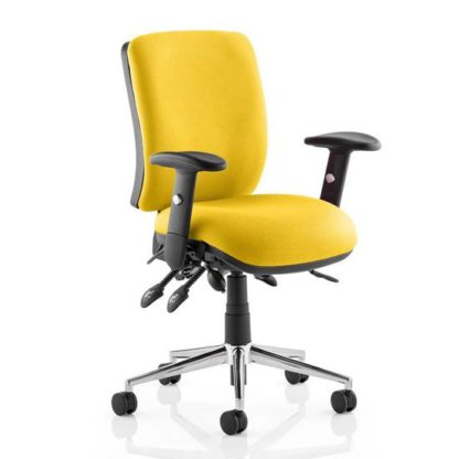 An Image of Chiro Medium Back Office Chair In Senna Yellow With Arms