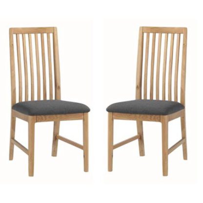 An Image of Trimble Oak Dining Chair In Pair
