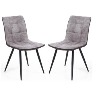 An Image of Rodeo Light Grey Suede Effect Dining Chair In A Pair