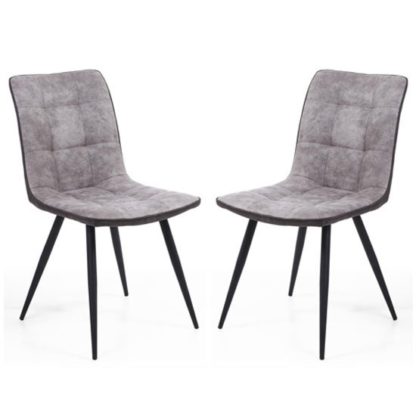 An Image of Rodeo Light Grey Suede Effect Dining Chair In A Pair