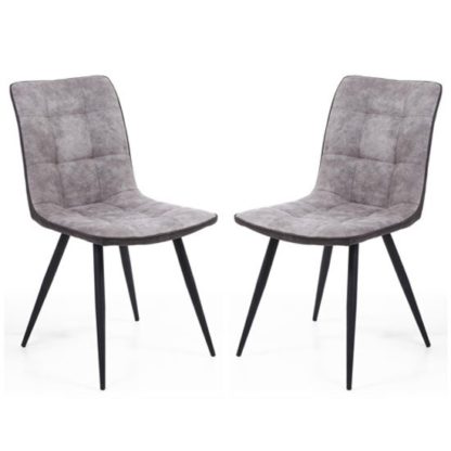 6d35cb089154c69395a00d3f5b0487bde40fe39de8d008aac75f104613bafb8b.jpg An Image of Rodeo Light Grey Suede Effect Dining Chair In A Pair
