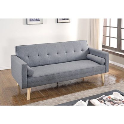 An Image of Paris Linen Fabric Sofa Bed In Light Grey