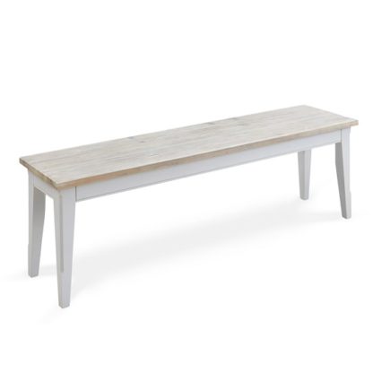 An Image of Krista Wooden Dining Bench Rectangular In Grey